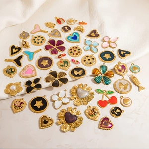 Stainless Steel DIY Jewelry Pendants Heart Flower Rose Shell Enamel Drip Oil Retro Charms For Necklace Bracelet Making Women Jewelry