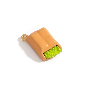 Pendentif taco exquis en alliage avec émail vert et anneau doré pour création de bijoux