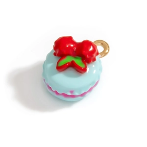 Pendentif macaron avec cerise et anneau doré pour la fabrication de bijoux DIY