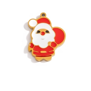 Detailansicht des Weihnachtsmann-Anhängers mit rotem Emaille und 18K Gold-Aufhängering
