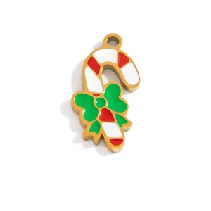 Detail der Weihnachts-Zuckerstangen-Anhänger mit farbiger Emaille und Gold-Finish für DIY