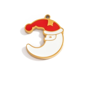 Detail von Weihnachts-Weihnachtsmann auf Mond Emaille-Anhänger mit Vergoldung für Schmuck