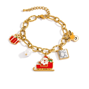 Detail of Christmas multi-pendant chain featuring Santa, reindeer and gift charms