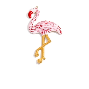 Detail of flamingo charm with pink marble texture and 18K gold plated metal pendant