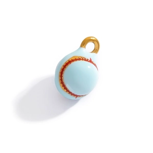 Pendente baseball in acciaio inossidabile placcato oro 18K con smalto blu e cuciture rosse