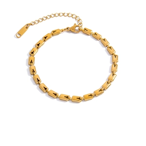Bracelet chaîne irrégulier en acier inoxydable doré avec design ajouré moderne en forme de U