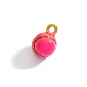 Pendente pallina da tennis rosa vivace con cuciture dorate per creazione gioielli