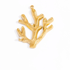Pendentif branche de corail plaqué or avec perles blanches pour bijoux DIY