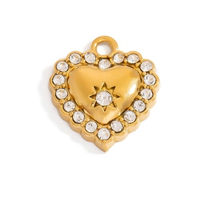 Luxurious 18K gold plated heart pendant with sparkling zircon inlay and star motif