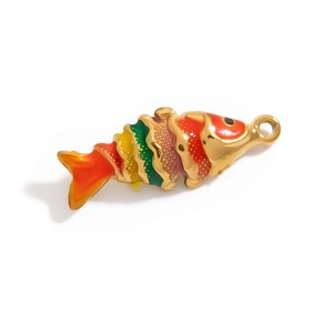 Colorful fish pendant with vibrant enamel scales and gold plating for DIY jewelry
