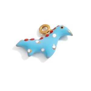 Ciondolo a dinosauro blu a pois con anello dorato per la creazione di gioielli