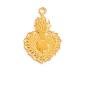 18K Gold Plated Stainless Steel Pendants DIY Enamel Evil Eye Heart Rose Cross Seahorse Jewelry Making Women Accessories