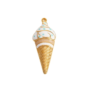 Chic 18K gold plated stainless steel ice cream cone pendant with colorful enamel finish