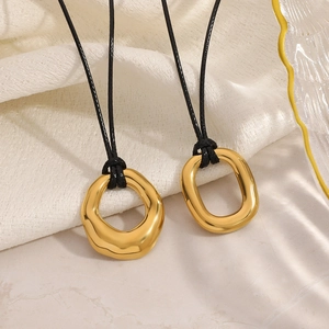 Minimalist 18k gold plated stainless steel necklaces with irregular geometric pendants