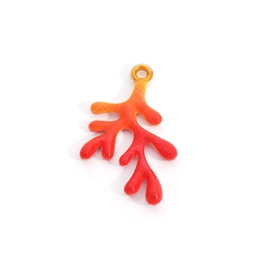 Vibrant red and orange gradient coral branch pendant for DIY necklace accessories