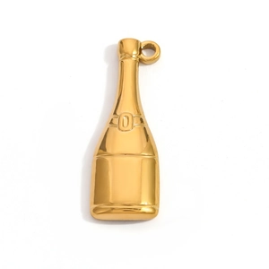 Pendentif bouteille de champagne en acier inoxydable plaqué or 18K pour bijoux DIY