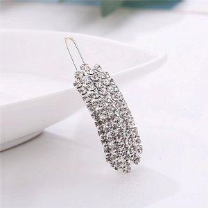 Pince à cheveux élégante argentée en forme de U avec strass brillants pour femme