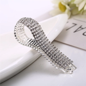 Sparkling multi-row rhinestone bracelet for women in a silver-tone luxury evening style
