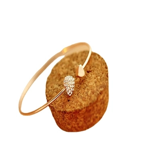 Rose gold double heart open bangle bracelet with micro-paved crystals and polished finish