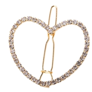 Barrette à cheveux élégante en forme de cœur avec strass et finition dorée