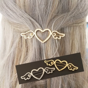 Elegant Angel Wings Hollow Heart Hair Clip Alloy Metal Side Hairpin Korean Style Headwear For Women Daily Accessories
