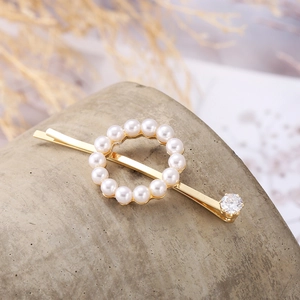Elegant Korean Alloy Hair Clip For Women With Faux Artificial Pearl Rhinestone Butterfly Round Pattern Minimalist Hair Accessories