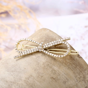 Pince à Cheveux Nœud en Alliage de Zinc avec Strass à la Mode pour Femmes Élégante Pince à Cheveux Brillante Accessoires de Cheveux de Mariage