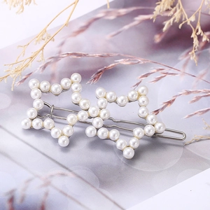 Doppelstern Imitationsperle Haarklammer Legierung Hohlstern Haarnadel Für Damen Hochzeit Party Elegante Haaccessoires
