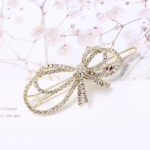 Pinza para el Pelo Elegante con Lazo de Strass para Mujer Aleación de Zinc Galvanizado Horquillas de Cristal Brillante