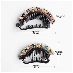 Bananen-Haarspangen-Set mit funkelnden Kristallen in zwei Größen für elegantes Styling