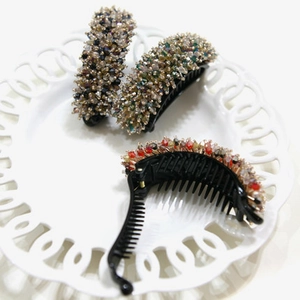 Handgefertigte Strass Bananen-Haarklammer Für Damen Elegante Perlen-Vertikalhaarspange Mode Styling Haarschmuck