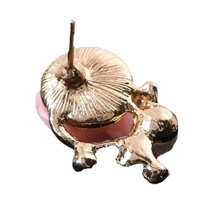 Pink hippo stud earrings in gold plated metal finish with cute animal design