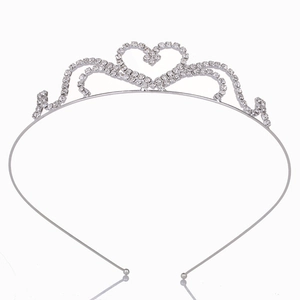Serre-tête couronne argentée élégante avec motif cœur et strass brillants pour filles