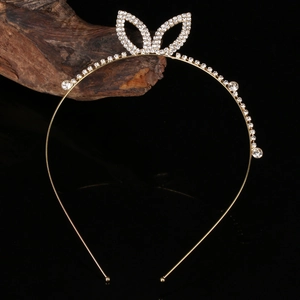 Cerchietto con orecchie di coniglio e strass scintillanti per bambina in metallo dorato