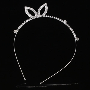 Cerchietto con orecchie di coniglio in strass argento per ragazze con cristalli scintillanti