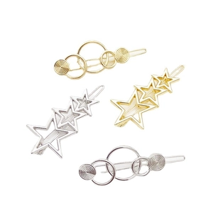 Barrettes à cheveux géométriques minimalistes avec motifs étoiles et cercles en or et argent