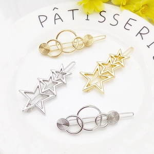 Ensemble de barrettes minimalistes étoile et lune en alliage doré et argenté