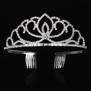 Elegant Alloy Rhinestone Bridal Crown Tiara Hollow Heart Design With Combs For Wedding Party Prom Women Hair Accessories