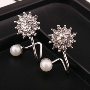 Boucles D'oreilles Tournesol En Strass Avec Künstliche Perle Artificielle Et Tige En Argent Sterling 925 Bijoux En Alliage Femmes