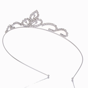 Kids Silver Rhinestone Crown Headband Elegant Heart Pattern Tiara Hair Accessories For Girls Birthday Wedding Party Princess Hair Hoop
