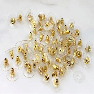Bulk gold metal and clear silicone disc earring backs for DIY jewelry making accessories