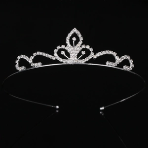 Elegant silver plated tiara crown headband with sparkling crystal rhinestones for girls