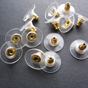 Universal Clear Plastic Disc Earring Backs Gold Silver Electroplated Alloy Core Butterfly Earring Plugs Stopper For Jewelry Making