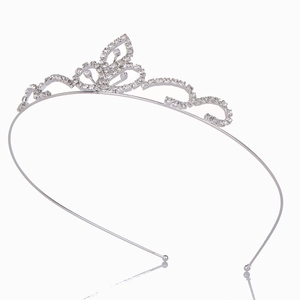 Elegant silver rhinestone crown headband for girls featuring shimmering crystal tiara design
