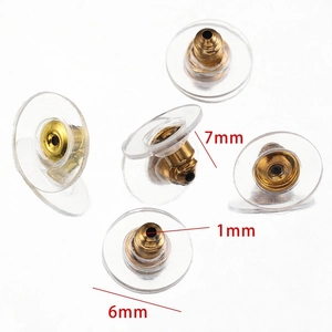 6mm plastic disc earring backs with gold metal core for DIY jewelry securing