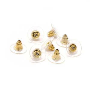 Universal gold metal earring backs with transparent plastic pads set for DIY jewelry making