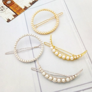 Barrettes à Cheveux en Alliage de Künstliche Perles Mode Lune Rond Géométrique Métal Pinces Latérales Accessoires de Coiffure Femmes