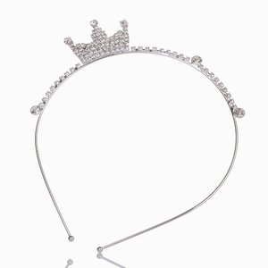 Princess rhinestone crown headband for girls with sparkling crystals and silver alloy finish