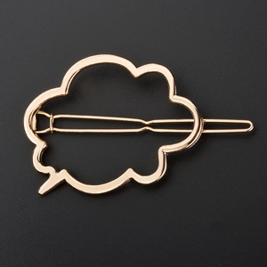 Barrette à cheveux minimaliste creuse en forme de nuage alliage doré avec finition lisse
