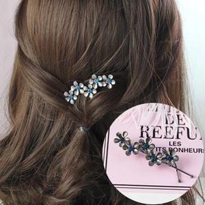 Vintage Alloy Five Flower Hair Clip Rhinestone Crystal Inlaid Bobby Pin Korean Style Side Barrette For Women Wedding Party